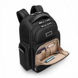 Black Briggs & Riley @work medium cargo backpack with multiple compartments and padded shoulder straps for comfortable carrying.