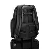 Black Briggs & Riley @work medium cargo backpack with multiple compartments and padded shoulder straps for everyday use.