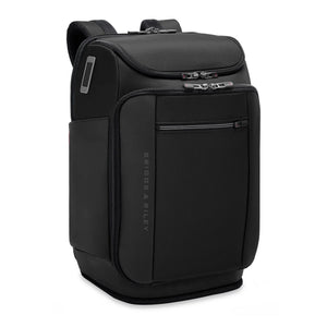 Briggs & Riley ZDX U-Zip travel backpack with sleek design, multiple compartments, and padded straps for comfortable carrying.