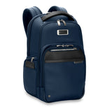 Briggs & Riley @work medium backpack with multiple compartments, sturdy handle, and sleek black design for professional use.