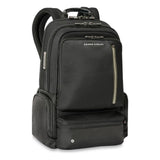 Briggs & Riley large cargo backpack with multiple compartments, padded shoulder straps, and durable black fabric for travel and daily use.