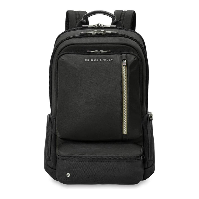 Briggs & Riley large cargo backpack with multiple compartments, sturdy straps, and padded laptop sleeve for travel and daily use.