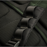 Black Briggs & Riley H-T-A slim expandable backpack with padded shoulder straps and multiple compartments, designed for travel and daily use.