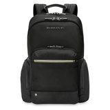 Briggs & Riley HTA medium cargo backpack showing padded shoulder straps, multiple compartments, and durable black nylon material.