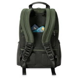 Briggs & Riley HTA medium cargo backpack with multiple compartments and padded shoulder straps, designed for travel and daily use.