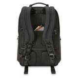 Briggs & Riley HTA medium wide-mouth backpack with multiple compartments and padded straps for comfortable carrying.