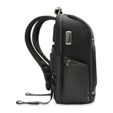 Briggs & Riley HTA medium Widemouth backpack with multiple compartments and padded straps, shown from the front.