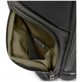 Briggs & Riley HTA medium wide-mouth backpack with multiple compartments and padded straps, designed for travel and daily use.