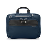Briggs & Riley @Work medium expandable briefcase shown with sleek black nylon exterior and professional design.