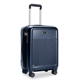 Briggs & Riley Sympatico global carry-on expandable spinner luggage with four wheels and telescopic handle, angled view.