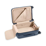 Briggs & Riley Sympatico global carry-on expandable spinner luggage with interior compartments and wheels for easy travel.