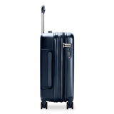 Briggs & Riley Sympatico Global Carry-On Expandable Spinner luggage showing side view with wheels and handle extended.