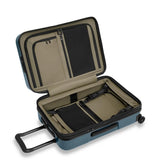Open view of Briggs & Riley ZDX Essential 22-inch hardside carry-on luggage with expandable spinner wheels.