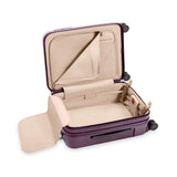 Briggs & Riley Sympatico plum carry-on luggage with expandable spinner wheels, lightweight and durable for travel.