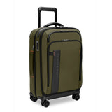 Briggs & Riley ZDX Essential Carry-On Expandable Spinner luggage with four wheels and a sleek black exterior.