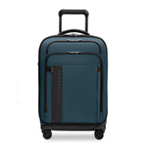 Briggs & Riley ZDX Essential Carry-On Expandable Spinner luggage with four wheels and sleek black hard-shell design.
