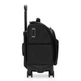Briggs & Riley ZDX Cabin Spinner carry-on luggage with side view showing durable black hard-shell exterior and multi-directional wheels.