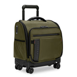 Briggs & Riley ZDX cabin spinner carry-on luggage with four wheels and expandable design, shown from an angled view.