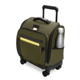 Briggs & Riley ZDX cabin spinner carry-on luggage with bottle holder, black hard-shell exterior, and four spinner wheels.