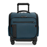 Briggs & Riley ZDX Cabin Spinner carry-on luggage with front view showing durable hard shell and four spinner wheels.