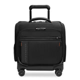 Briggs & Riley ZDX cabin spinner carry-on luggage with durable hard shell, four wheels, and telescopic handle for easy travel.