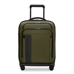 Briggs & Riley ZDX Global Carry-On Spinner luggage with front view, durable hard-shell design, and four spinner wheels.