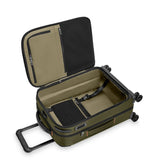 Interior view of Briggs & Riley ZDX Global Carry-On Spinner luggage showing compartments and organizational features.