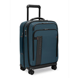 Briggs & Riley ZDX Global Carry-On Spinner luggage with four wheels and sleek black exterior, angled view.