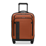 Briggs & Riley ZDX Global Carry-On Spinner luggage with front view showing durable hard-shell exterior and 360-degree spinner wheels.