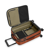 Interior view of Briggs & Riley ZDX Global Carry-On Spinner luggage showing organized compartments and packing space.