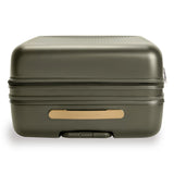 Black Briggs & Riley Sympatico large expandable spinner checked luggage with four wheels and sturdy handle.