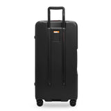 Black Briggs & Riley ZDX 32-inch hardside checked luggage with four spinner wheels and durable hard shell for travel.