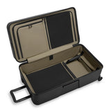 Black Briggs & Riley ZDX 32-inch hardside checked luggage with spinner wheels, durable suitcase with sleek design.
