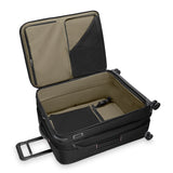 Black Briggs & Riley ZDX large expandable spinner checked luggage with four wheels and integrated locking system.