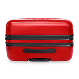 Briggs & Riley Sympatico large expandable spinner checked luggage in glossy ruby with four wheels and a sleek design.