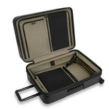 Briggs & Riley ZDX medium 27-inch hardside expandable spinner checked luggage with ocean blue finish and four spinner wheels.