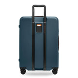 Briggs & Riley ZDX medium 27-inch ocean blue hardside expandable spinner checked luggage with four wheels and TSA lock.