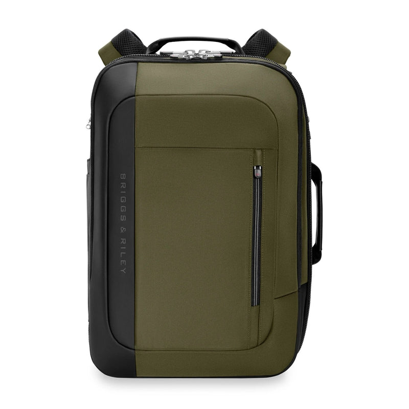 Briggs & Riley ZDX medium convertible backpack duffel bag with multiple compartments and adjustable straps, shown in a large view.