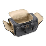 Briggs & Riley Baseline underseat duffle bag in limited edition steel gray, compact travel luggage with carry handles and zipper pockets.