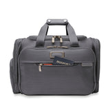 Briggs & Riley Baseline underseat duffle bag in limited edition steel gray, showing front view with handles and compact design.
