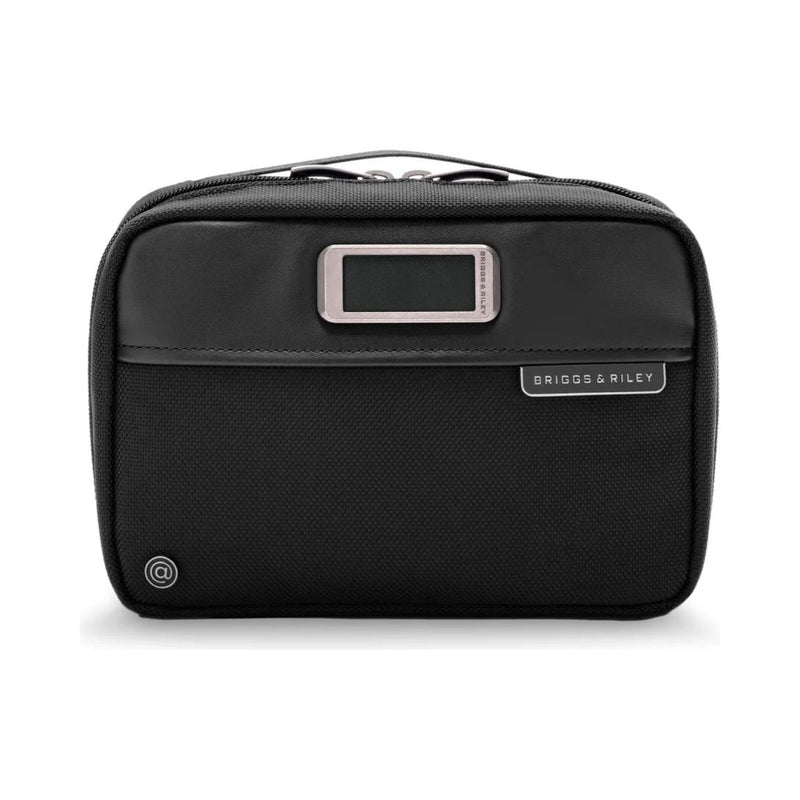 Briggs & Riley Tech Kit with multiple compartments and zipper closures, designed for organizing electronic accessories and cables.