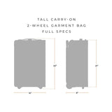 Briggs & Riley Baseline carry-on upright garment bag with wheels, black fabric, and zipper closure for travel organization.