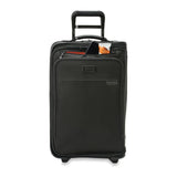 Briggs & Riley Baseline carry-on upright garment bag with padded shoulder strap and multiple compartments for travel organization.