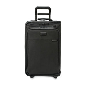 Briggs & Riley Baseline carry-on upright garment bag with multiple compartments and sturdy handle, ideal for travel.