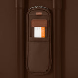 Briggs & Riley Baseline Global Carry-On Spinner in limited edition chocolate with PowerPocket ID feature and four-wheel spinner design.