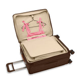 Briggs & Riley Baseline Medium Expandable Spinner luggage in limited edition chocolate color, with four spinner wheels and telescopic handle.