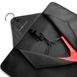 Briggs & Riley Check-In Garment Sleeve used for packing organization, showing the sleek, durable design with clips for secure hanging.
