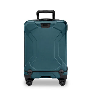 Briggs & Riley Torq international carry-on spinner suitcase with front view showing durable hard shell and 4 spinner wheels.