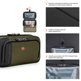 Briggs & Riley ZDX hanging toiletry kit with multiple compartments and a sleek design, ideal for travel organization.