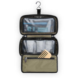 Briggs & Riley ZDX hanging toiletry kit with multiple compartments and hanging hook, ideal for travel toiletries and grooming essentials.